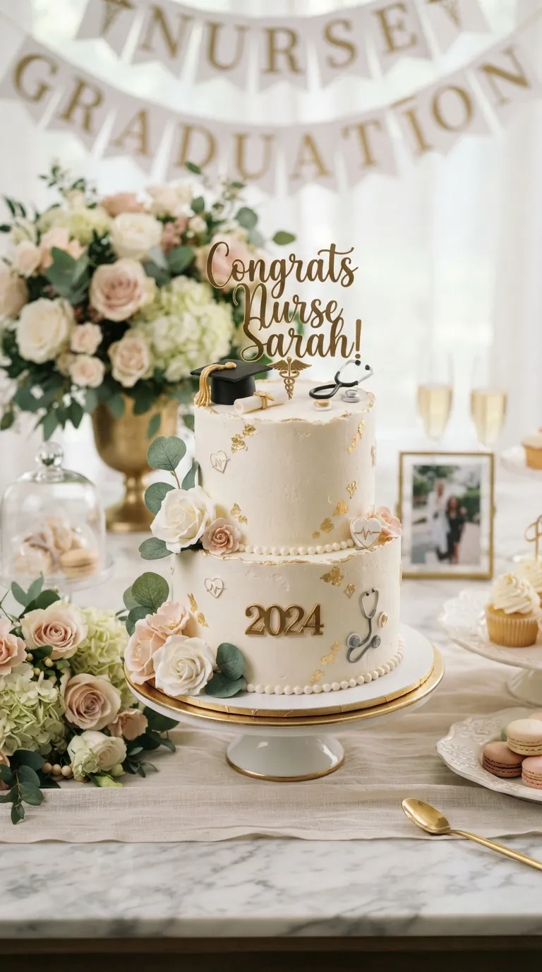 Nurse Graduation Elegant Graduation Cake