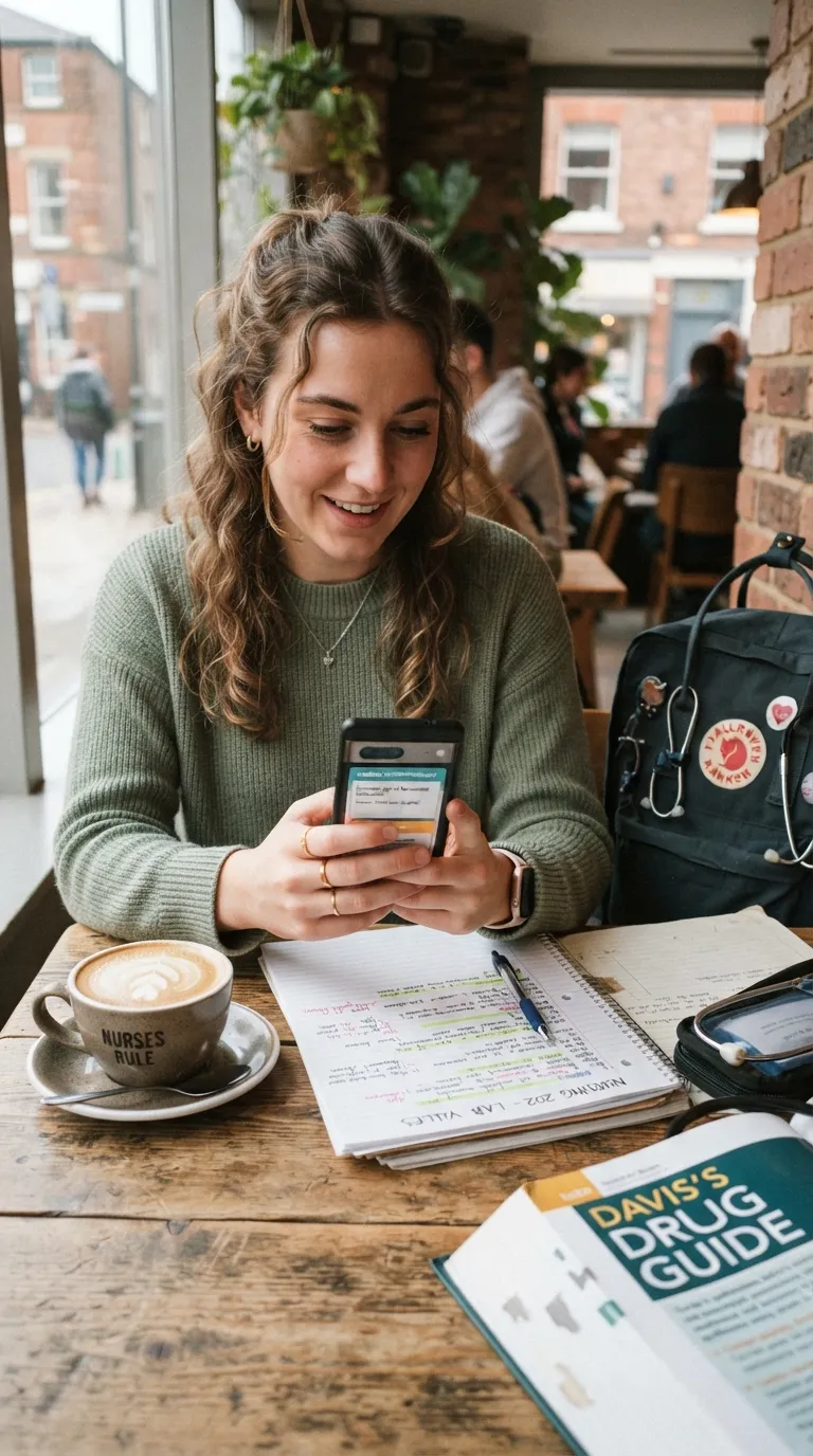 Nursing Student Study Routine Mobile Review Cards