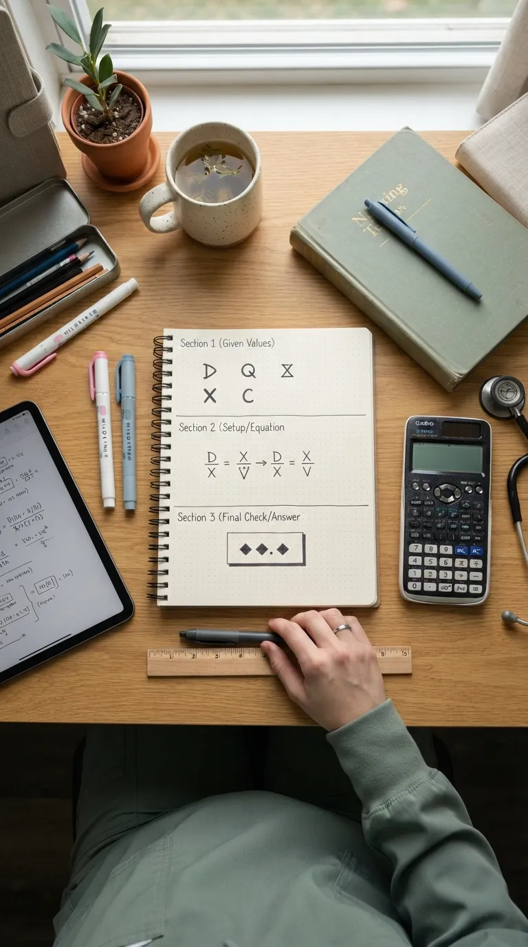 NCLEX nursing math dosage calculations Use a Consistent Scratch Layout