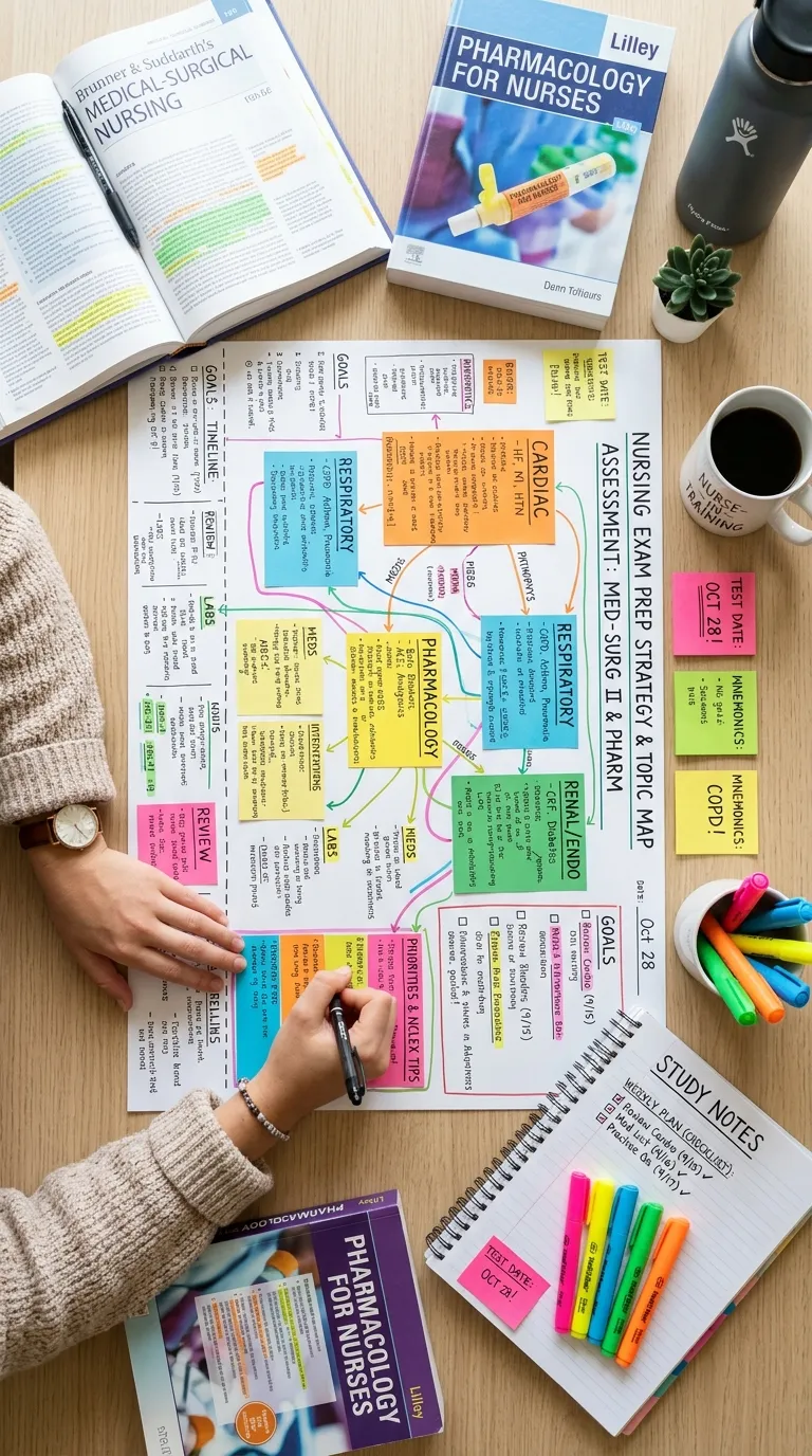 Nursing Student Study Schedule Exam Preparation Map