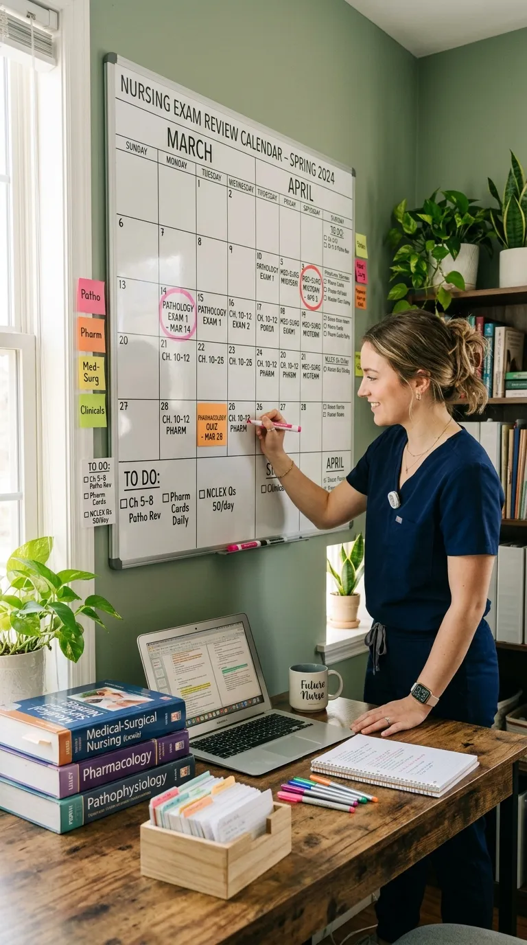 Nursing Student Study Schedule Exam Review Calendar