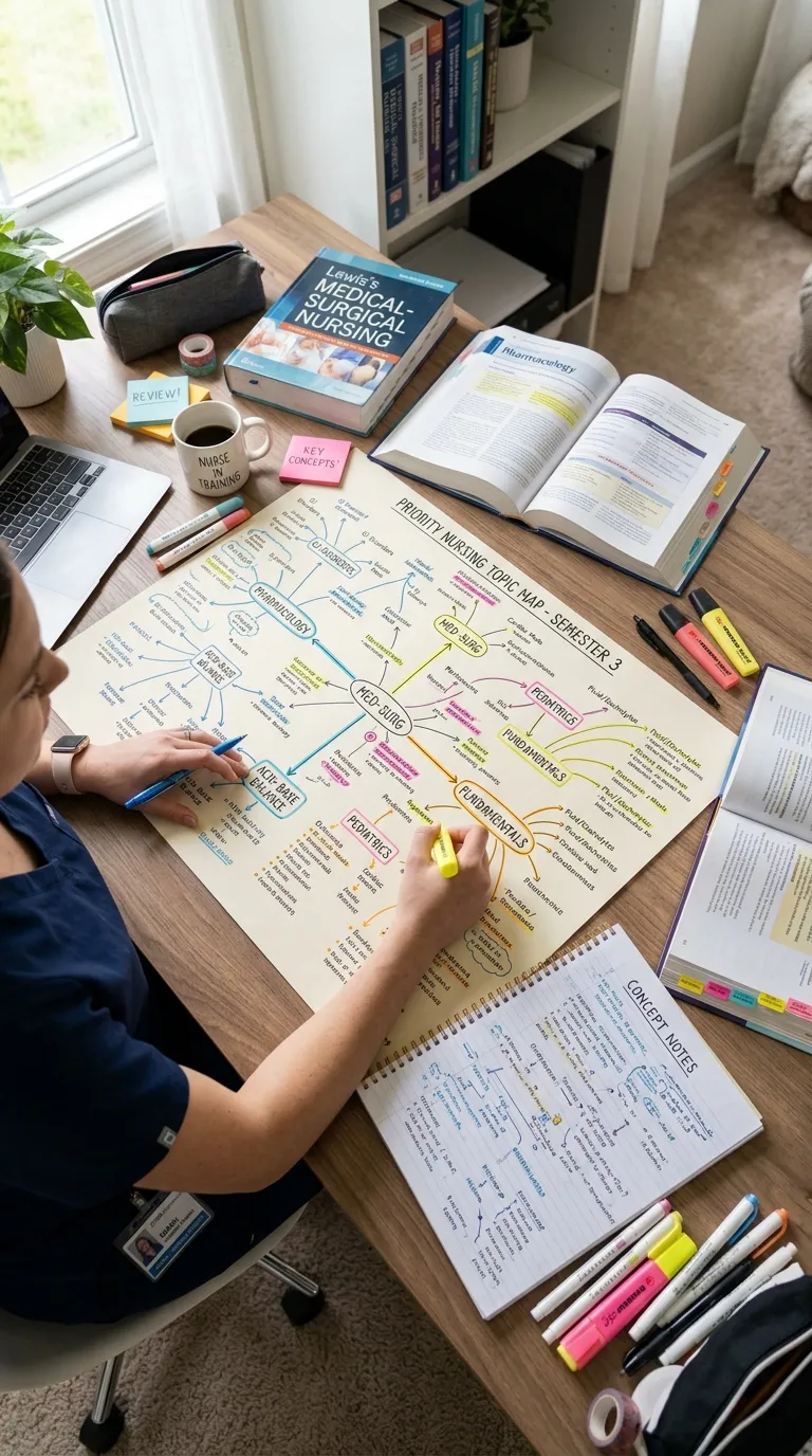 Nursing Student Study Schedule Priority Topic Mapping