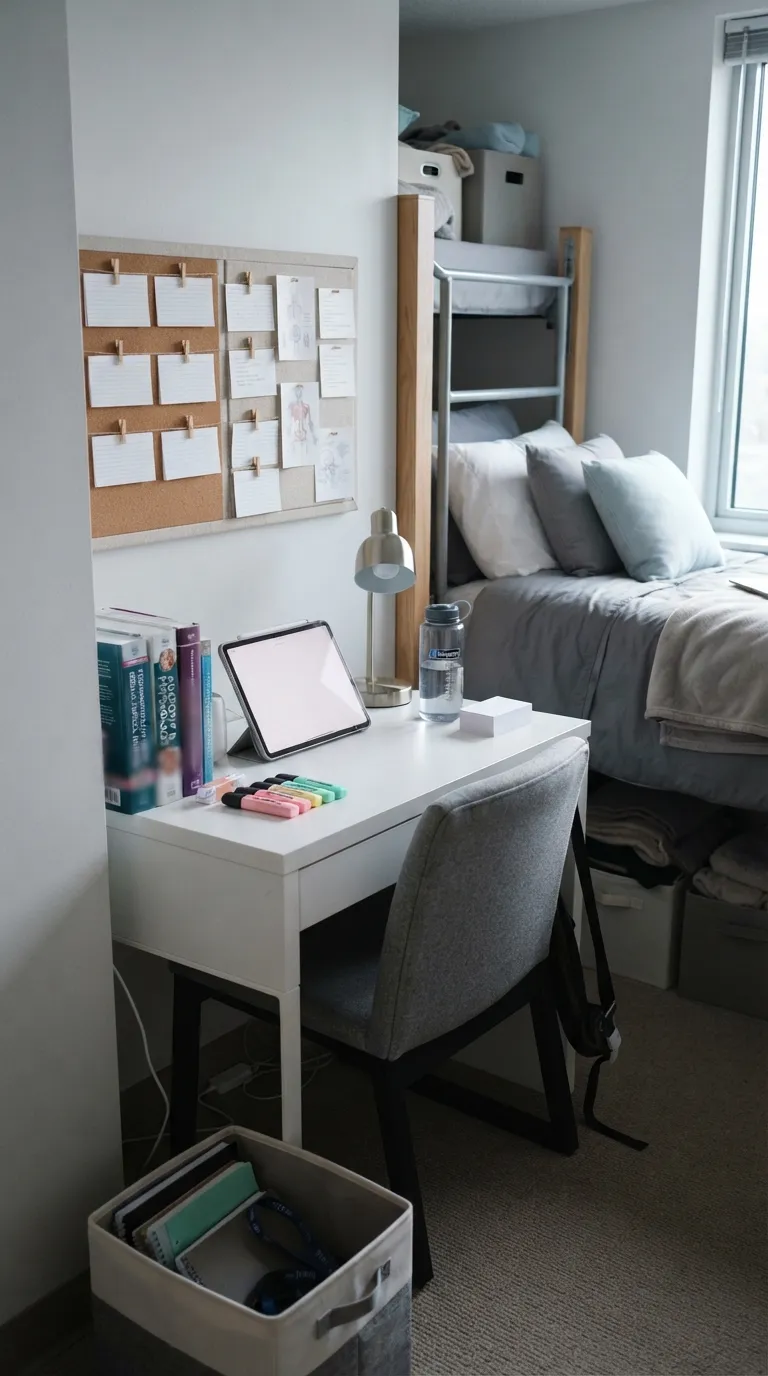 Nursing Study Aesthetic Compact Dorm Study Setup