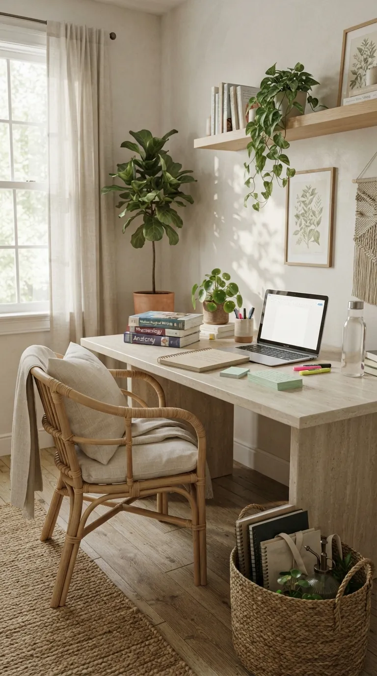 Nursing Study Aesthetic Greenery Filled Workspace