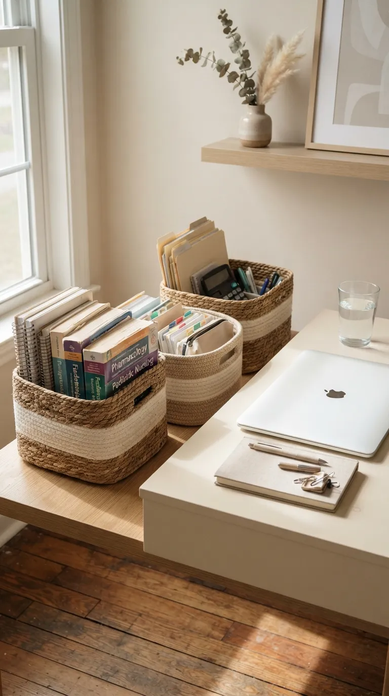 Nursing Study Aesthetic Neutral Study Basket