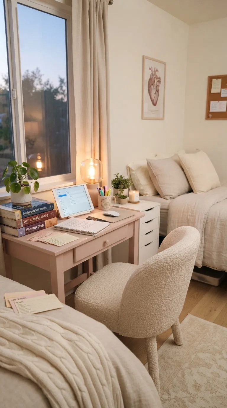 Nursing Study Aesthetic Pink Nursing Study Nook