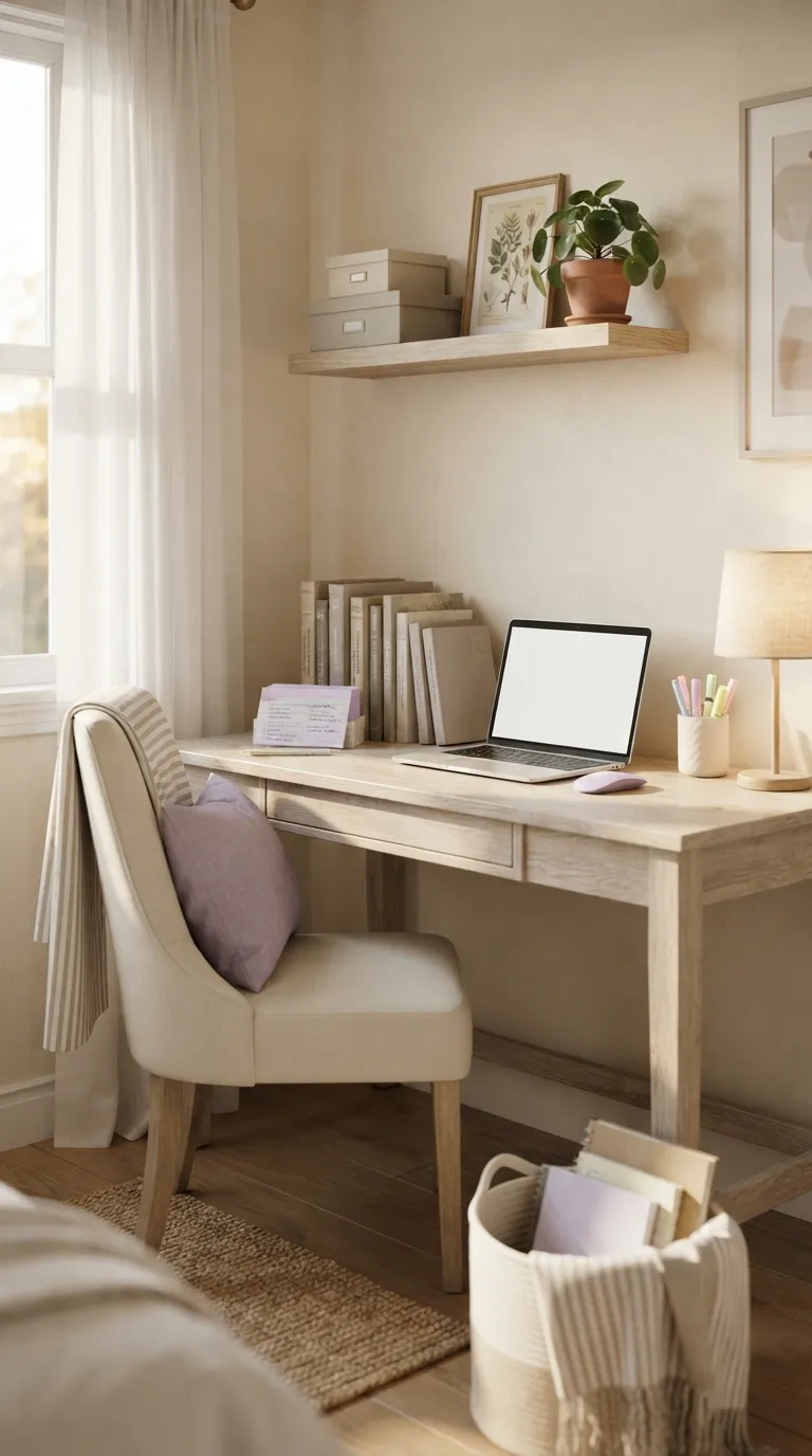 Nursing Study Aesthetic Soft Lavender Study Desk